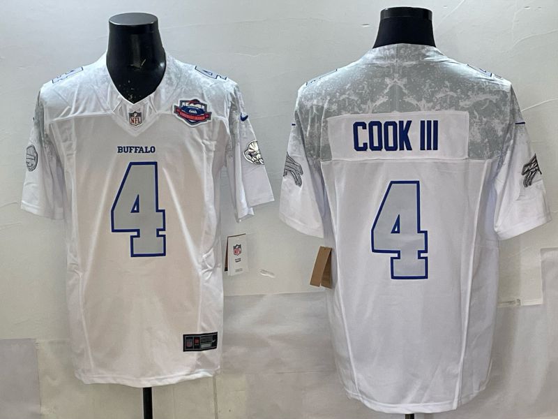 Men 2025 Buffalo Bills 4 Cook iii white 5th generation Throwback Nike Limited NFL Jersey style 09